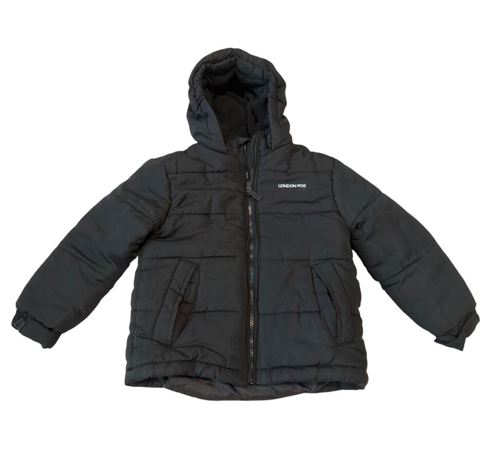 London Fog Boys Black Hooded Puffer Jacket Coat - Size M (5/6)